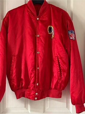 Vintage 80s HEAD Washington Football Satin Bomber Jacket Helmet Spellout Medium⁠